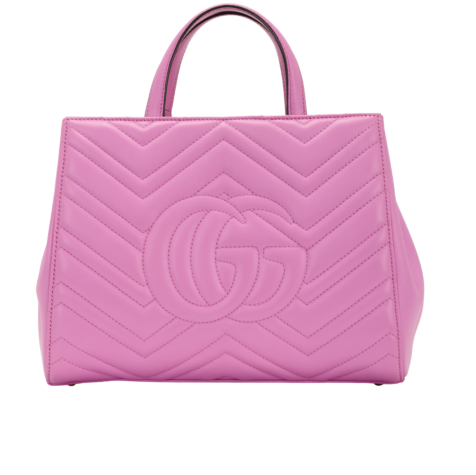 Small GG Marmont Chevron Tote, &pound;850, Handbags, Pink, Leather, Back view